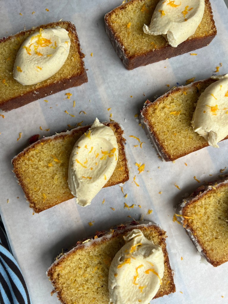 Orange loaf cake with cinnamon buttercream